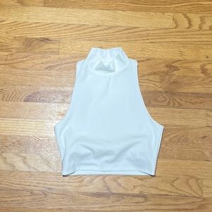 White mock neck top